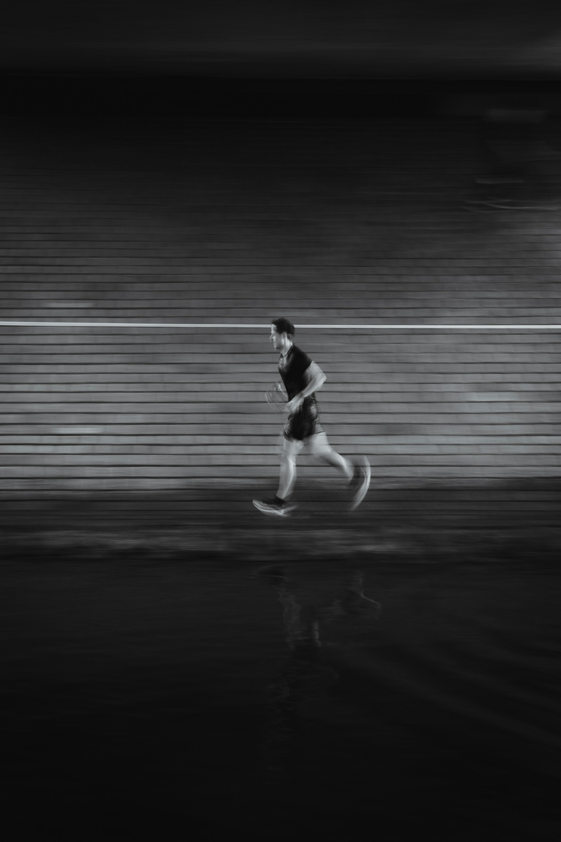 Endurance runner in motion on a race course